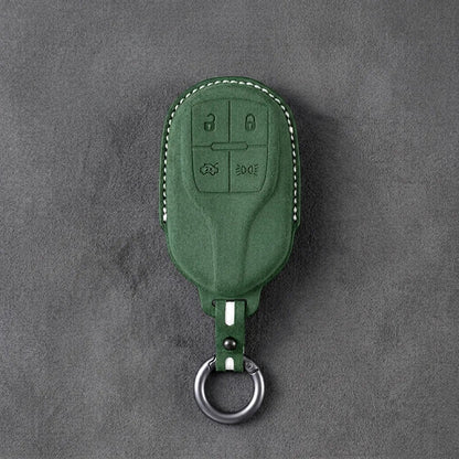 Maserati Hand - Stitched Alcantara Key Fob Cover – Shield 4 - Button - Dark green