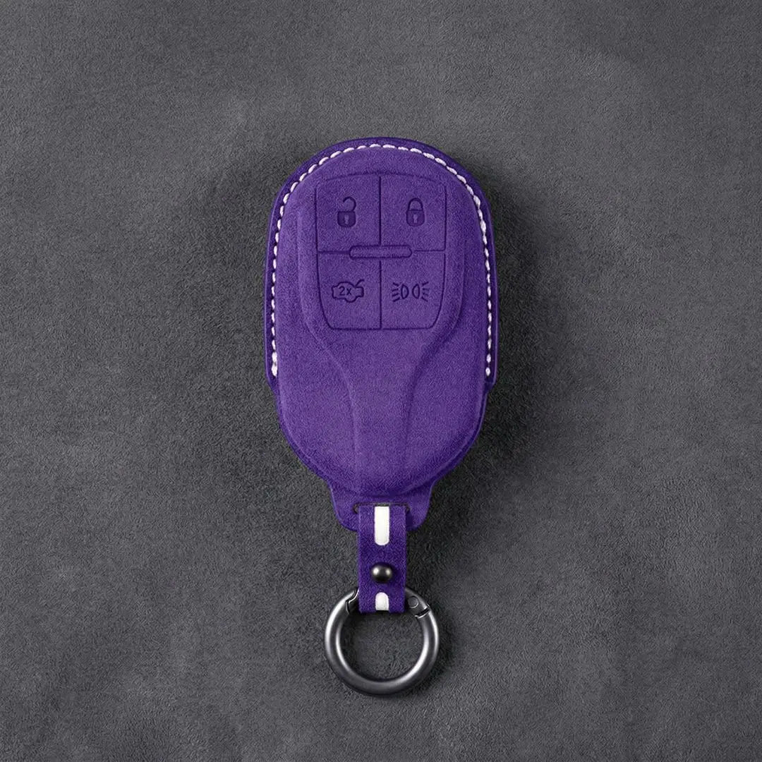 Maserati Hand - Stitched Alcantara Key Fob Cover – Shield 4 - Button - Dark purple