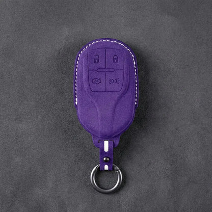 Maserati Hand - Stitched Alcantara Key Fob Cover – Shield 4 - Button - Dark purple