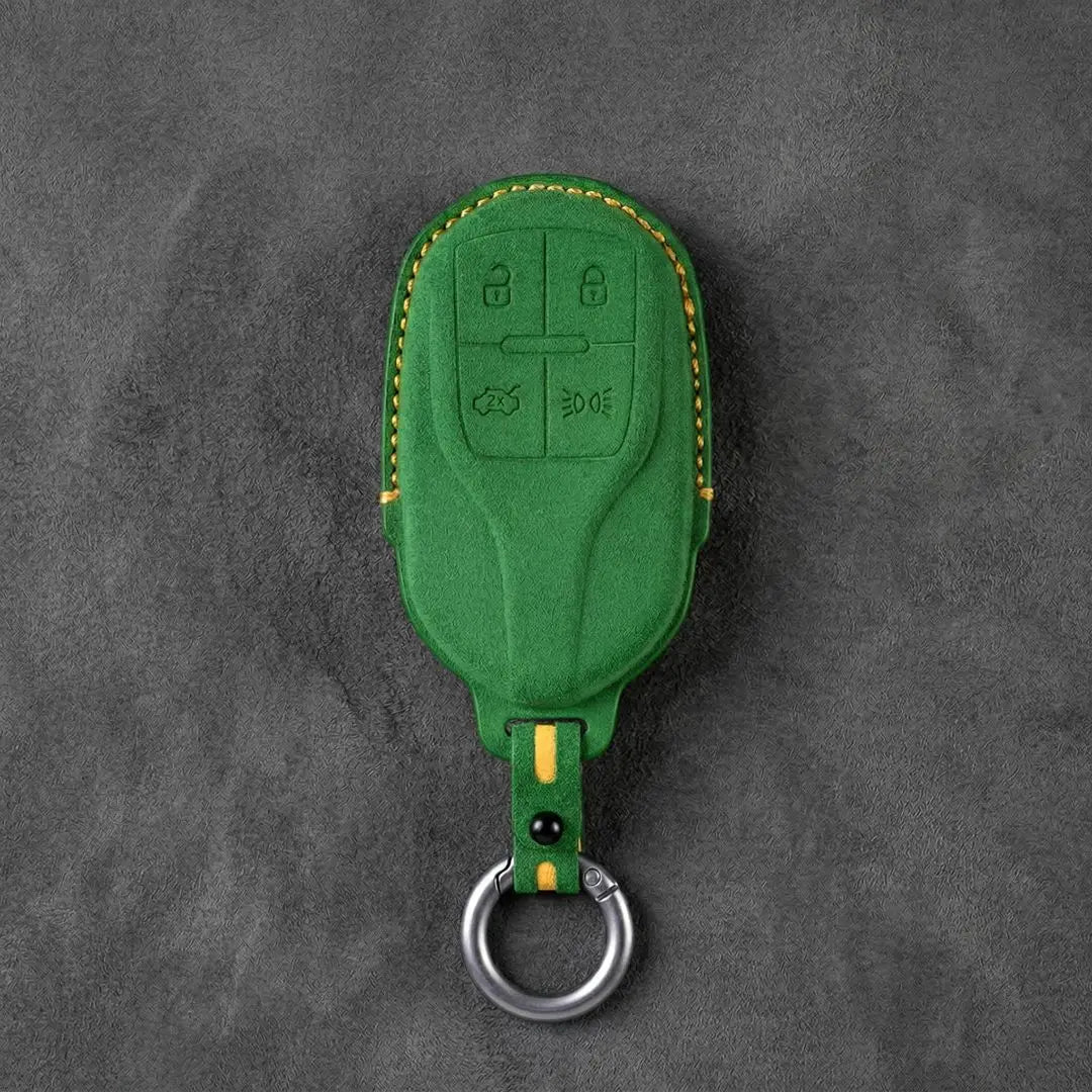 Maserati Hand - Stitched Alcantara Key Fob Cover – Shield 4 - Button - Grass green