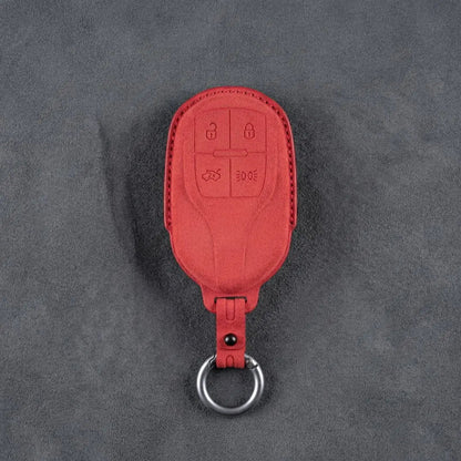 Maserati Hand - Stitched Alcantara Key Fob Cover – Shield 4 - Button - Red