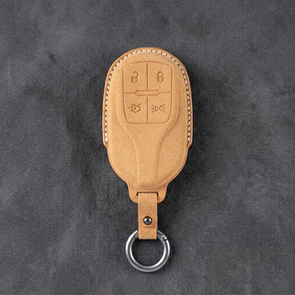 Maserati Hand - Stitched Alcantara Key Fob Cover – Shield 4 - Button - Soft brown