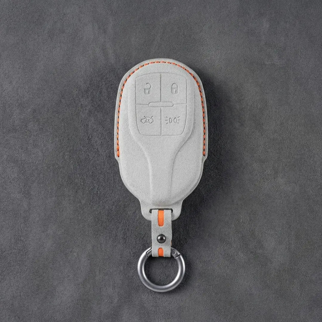 Maserati Hand - Stitched Alcantara Key Fob Cover – Shield 4 - Button - White