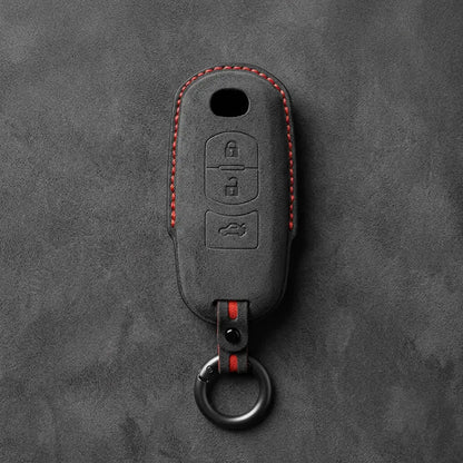 Mazda Hand-Stitched Alcantara Key Fob Cover – Vertical Smart Key - Black