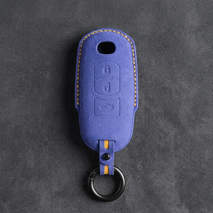 Mazda Hand-Stitched Alcantara Key Fob Cover – Vertical Smart Key - Cornflower Blue