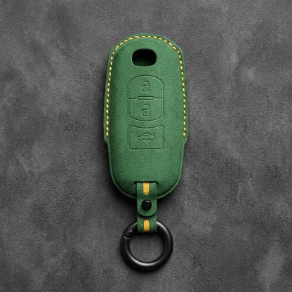Mazda Hand-Stitched Alcantara Key Fob Cover – Vertical Smart Key - Grass Green