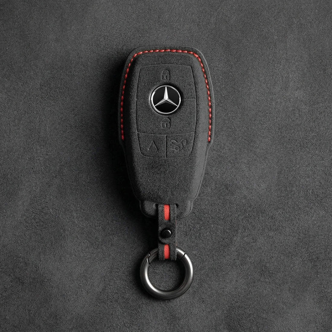 Mercedes - Benz Alcantara Key Fob - Chrome SmartKey 4 - Button - Dark charcoal