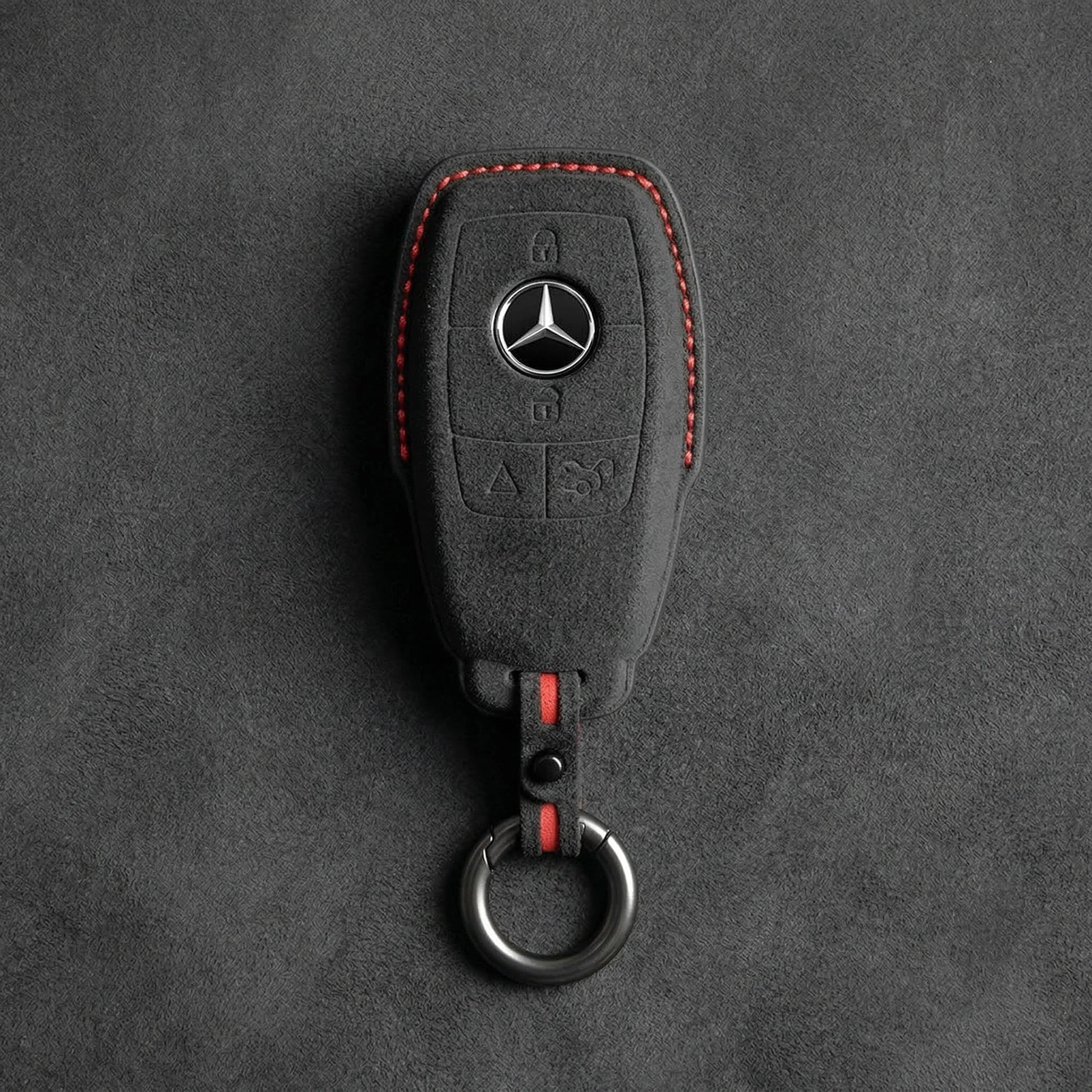 Mercedes - Benz Alcantara Key Fob - Chrome SmartKey 4 - Button - Dark charcoal