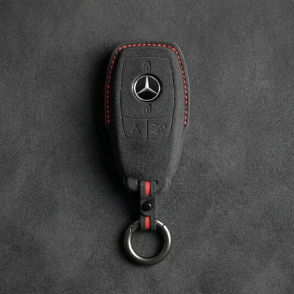Mercedes - Benz Alcantara Key Fob - Chrome SmartKey 4 - Button - Dark charcoal