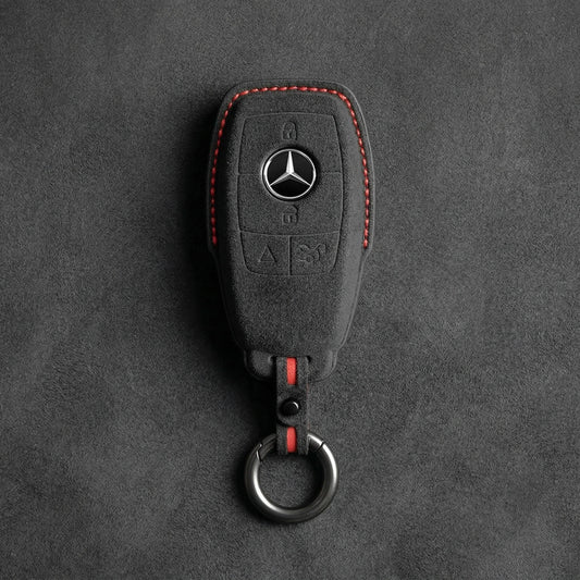 Mercedes - Benz Alcantara Key Fob - Chrome SmartKey 4 - Button - Dark charcoal