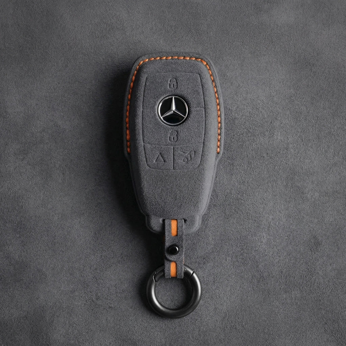 Mercedes - Benz Alcantara Key Fob - Chrome SmartKey 4 - Button - Dark gray