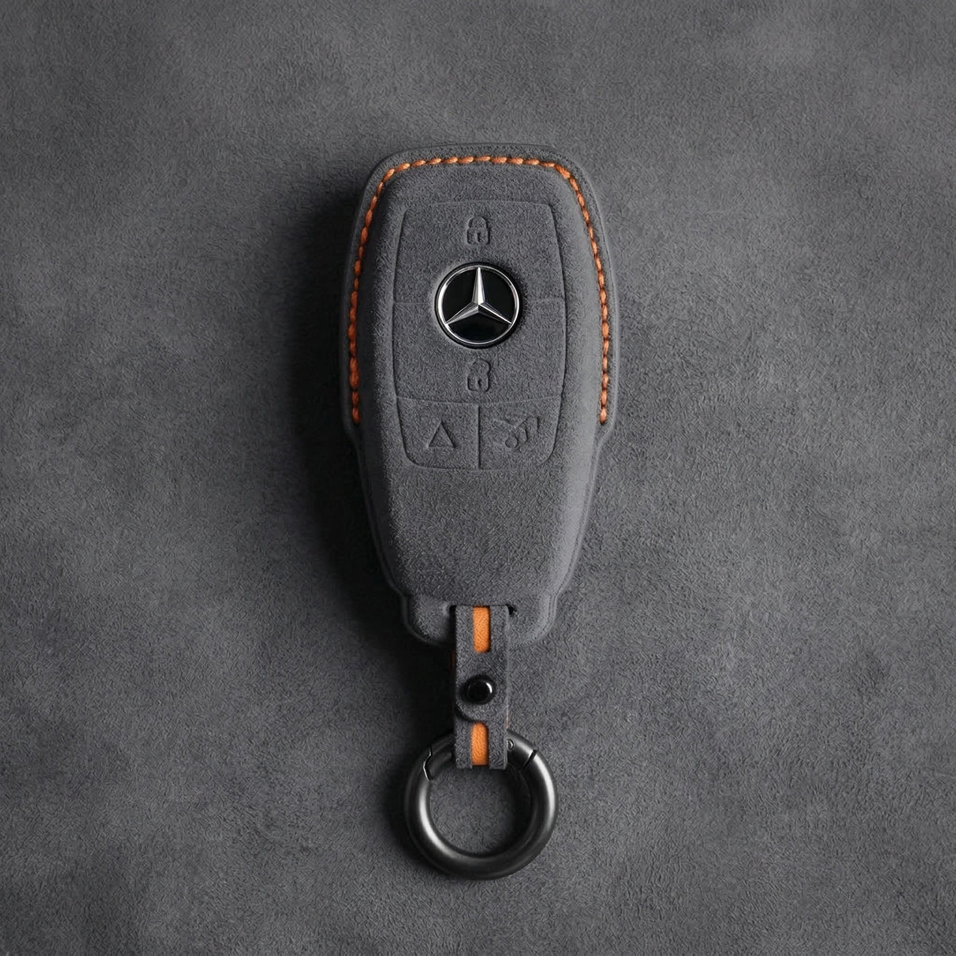 Mercedes - Benz Alcantara Key Fob - Chrome SmartKey 4 - Button - Dark gray