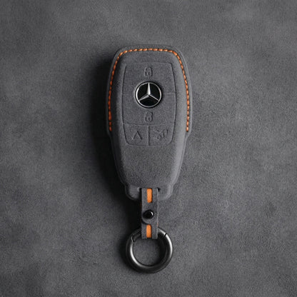 Mercedes - Benz Alcantara Key Fob - Chrome SmartKey 4 - Button - Dark gray