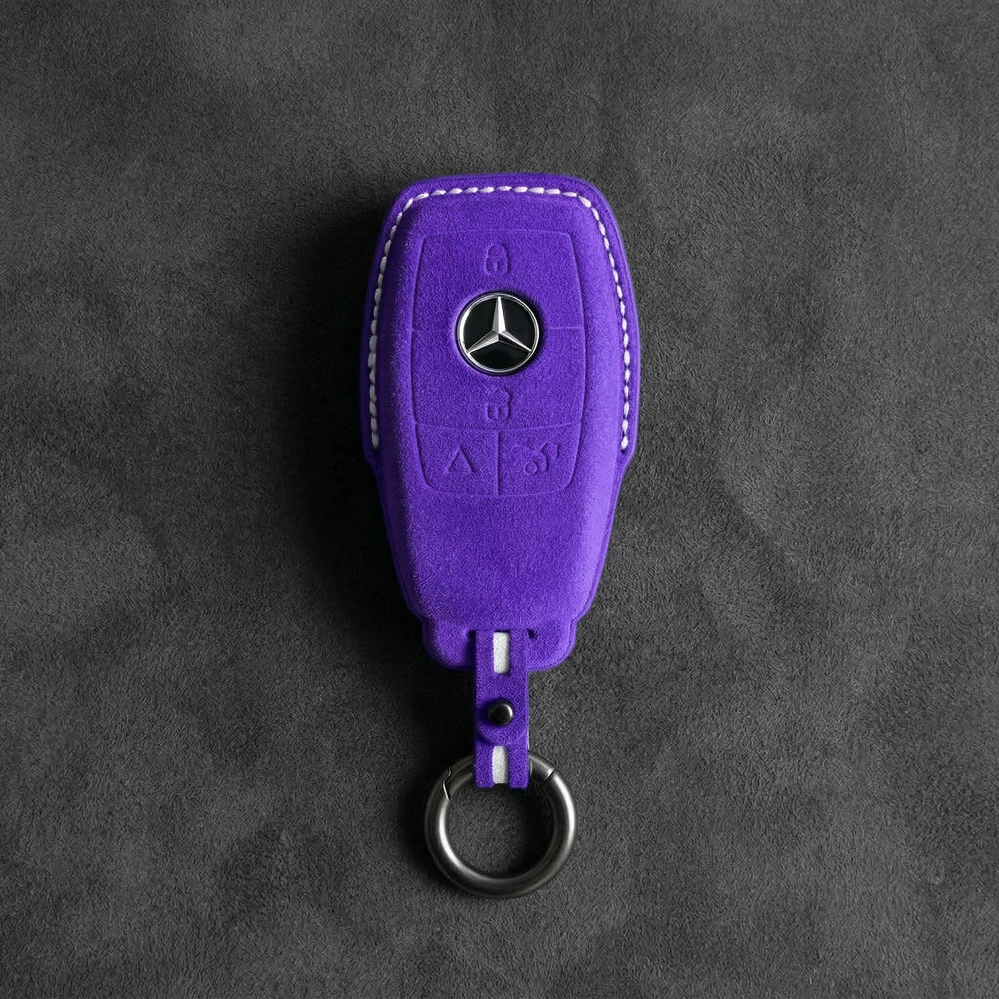 Mercedes - Benz Alcantara Key Fob - Chrome SmartKey 4 - Button - Dark purple