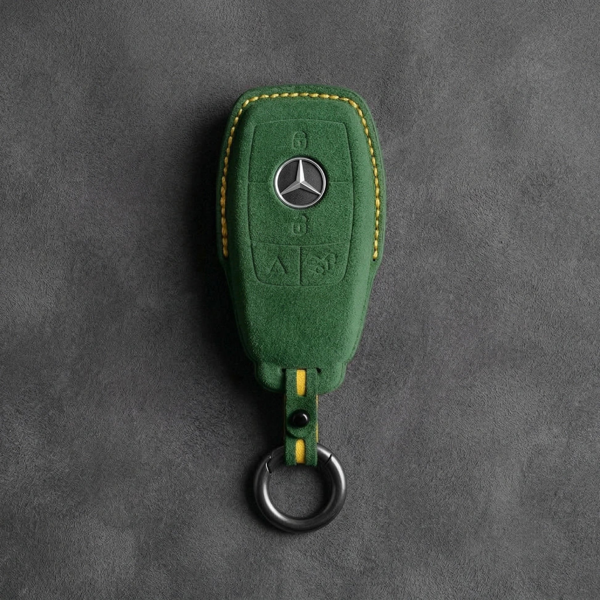 Mercedes - Benz Alcantara Key Fob - Chrome SmartKey 4 - Button - Grass green