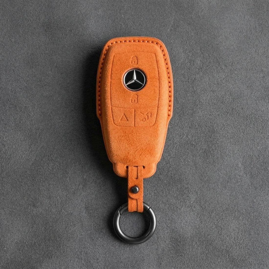Mercedes - Benz Alcantara Key Fob - Chrome SmartKey 4 - Button - Orange