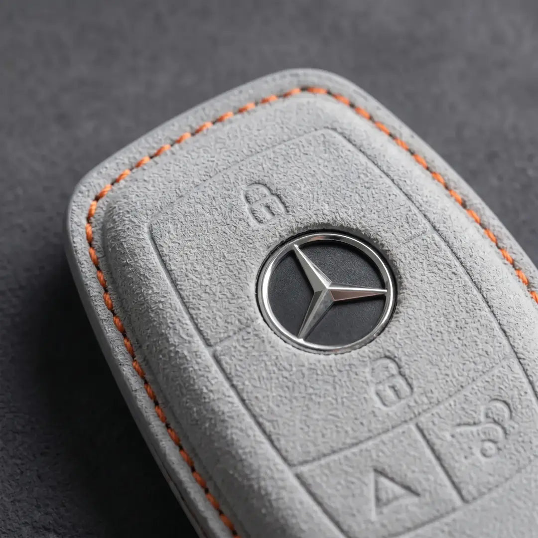 Mercedes - Benz Alcantara Key Fob - Chrome SmartKey 4 - Button - White