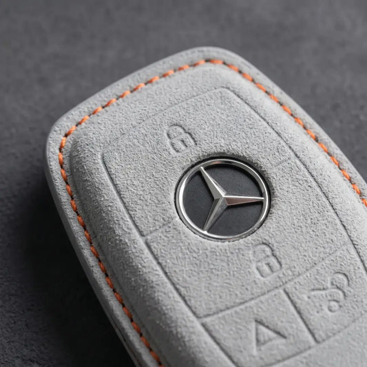 Mercedes - Benz Alcantara Key Fob - Chrome SmartKey 4 - Button - White