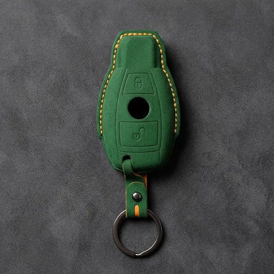 Mercedes-Benz Alcantara Key Fob Cover – Push Start / Keyless Go 2-Button - Grass Green