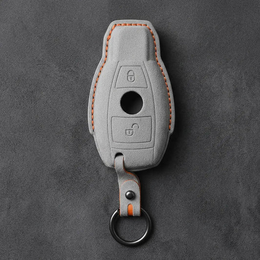 Mercedes-Benz Alcantara Key Fob Cover – Push Start / Keyless Go 2-Button - White