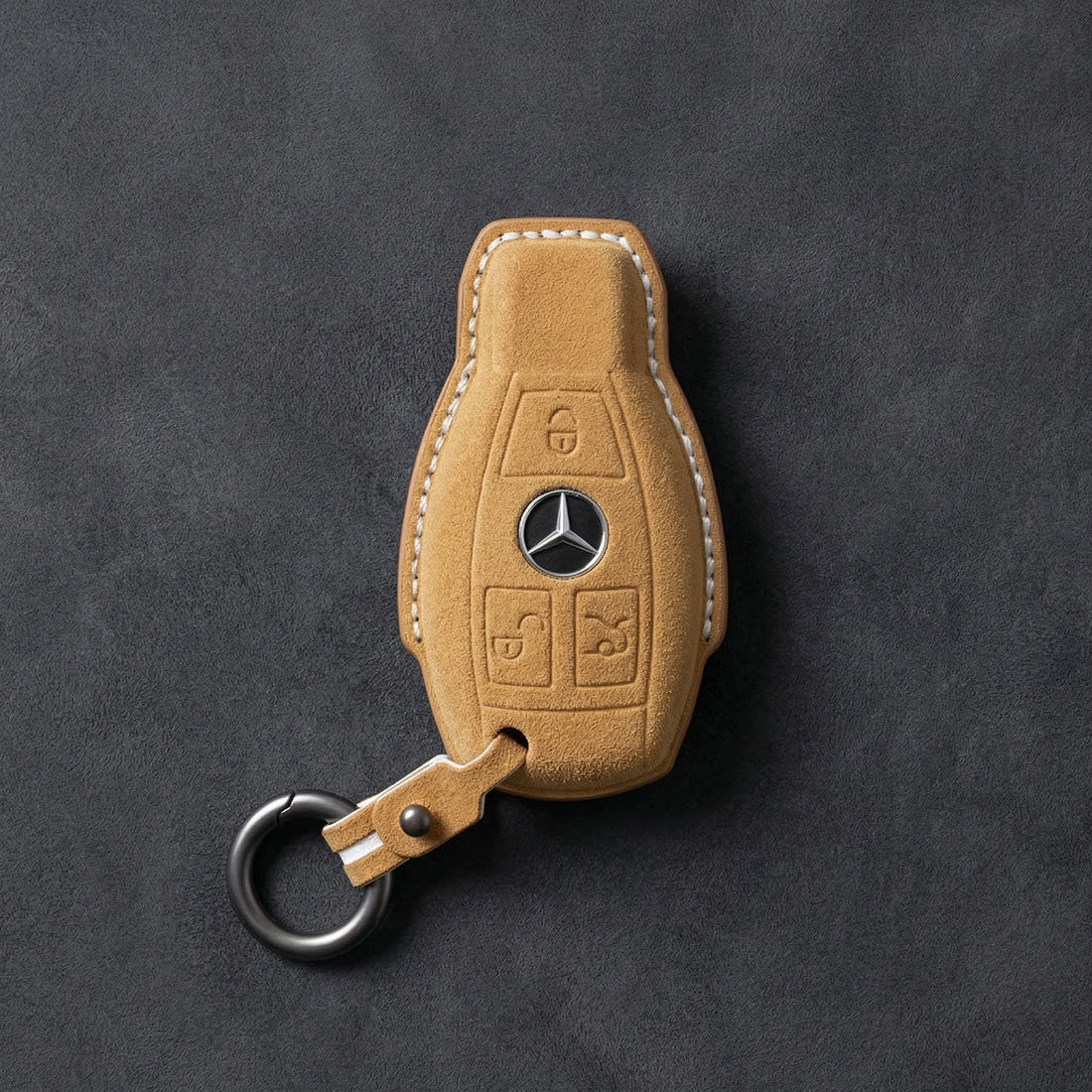 Mercedes - Benz Alcantara Key Fob Cover – Push Start / Keyless Go - Soft brown