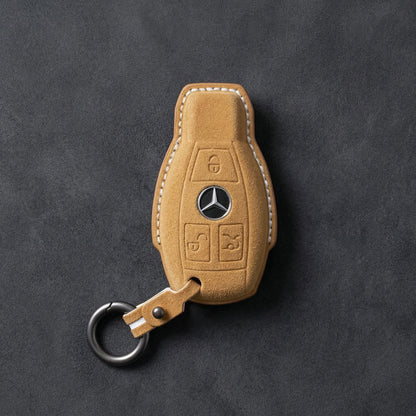 Mercedes - Benz Alcantara Key Fob Cover – Push Start / Keyless Go - Soft brown