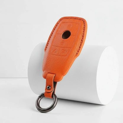 Mercedes-Benz Goatskin Key Fob Cover - Chrome SmartKey 4-Button - Orange