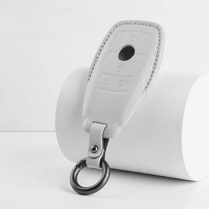 Mercedes-Benz Goatskin Key Fob Cover - Chrome SmartKey 4-Button - White