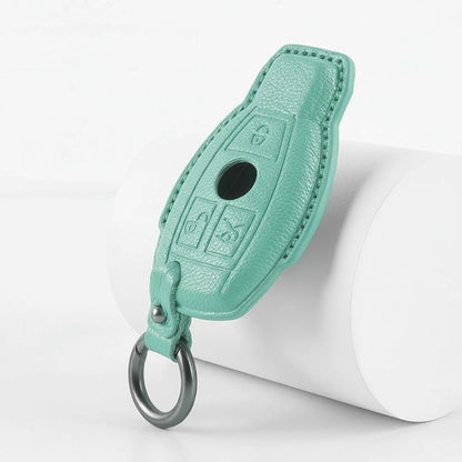 Mercedes-Benz Goatskin Key Fob Cover – Push Start / Keyless Go - Cyan