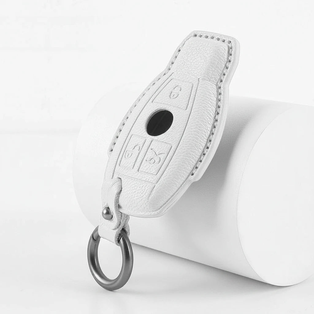 Mercedes-Benz Goatskin Key Fob Cover – Push Start / Keyless Go - White