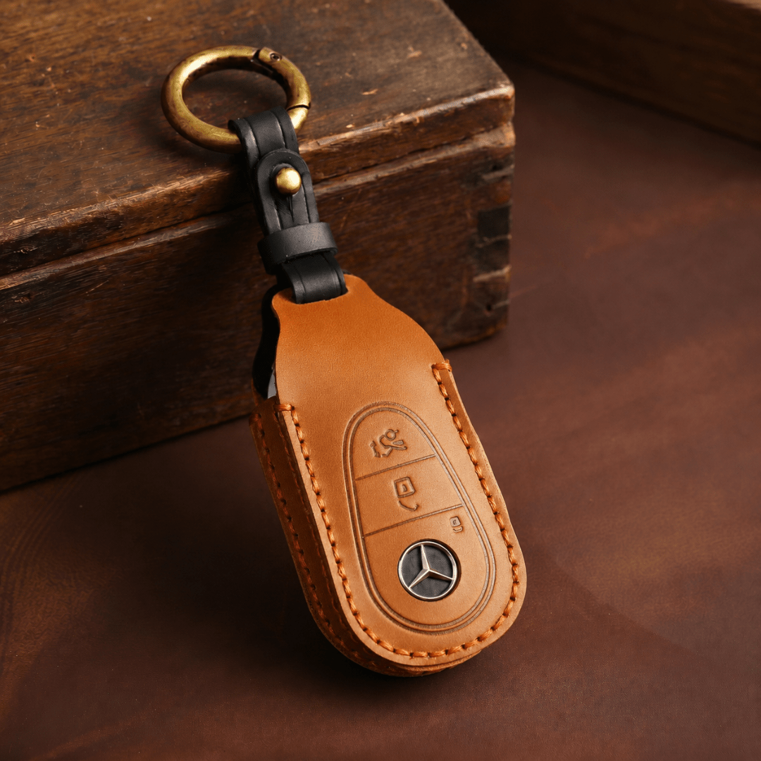 Mercedes - Benz Hand - Crafted Leather Key Fob Cover – Contemporary 3 - Button - Brown