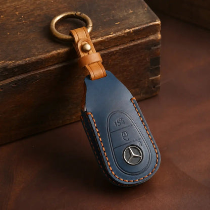 Mercedes - Benz Hand - Crafted Leather Key Fob Cover – Contemporary 3 - Button - Navy