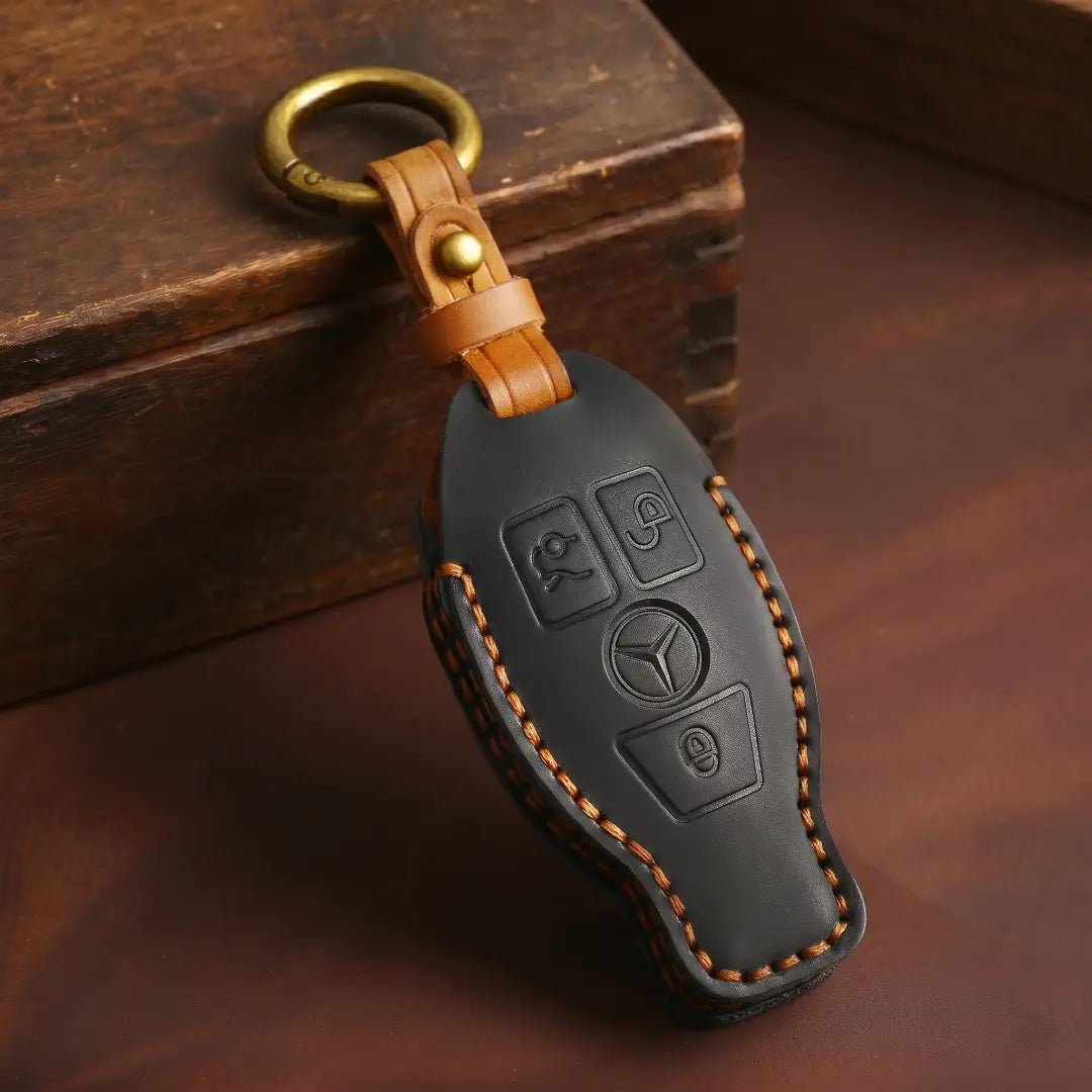 Mercedes - Benz Hand - Crafted Leather Key Fob Cover – Push Start / Keyless Go - Black
