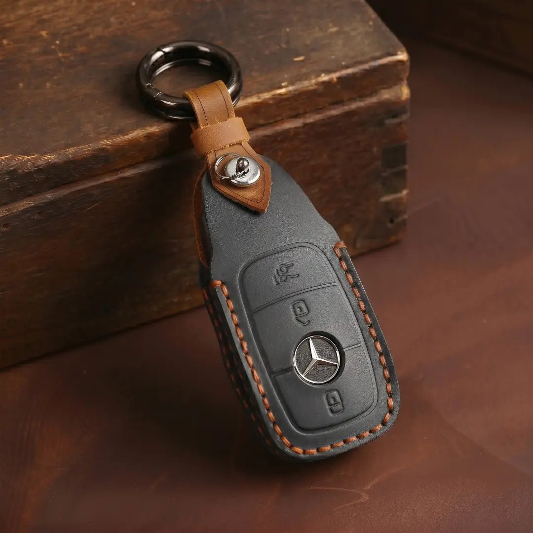 Mercedes - Benz Hand - Crafted Leather Key Fob Cover – Teardrop - Black
