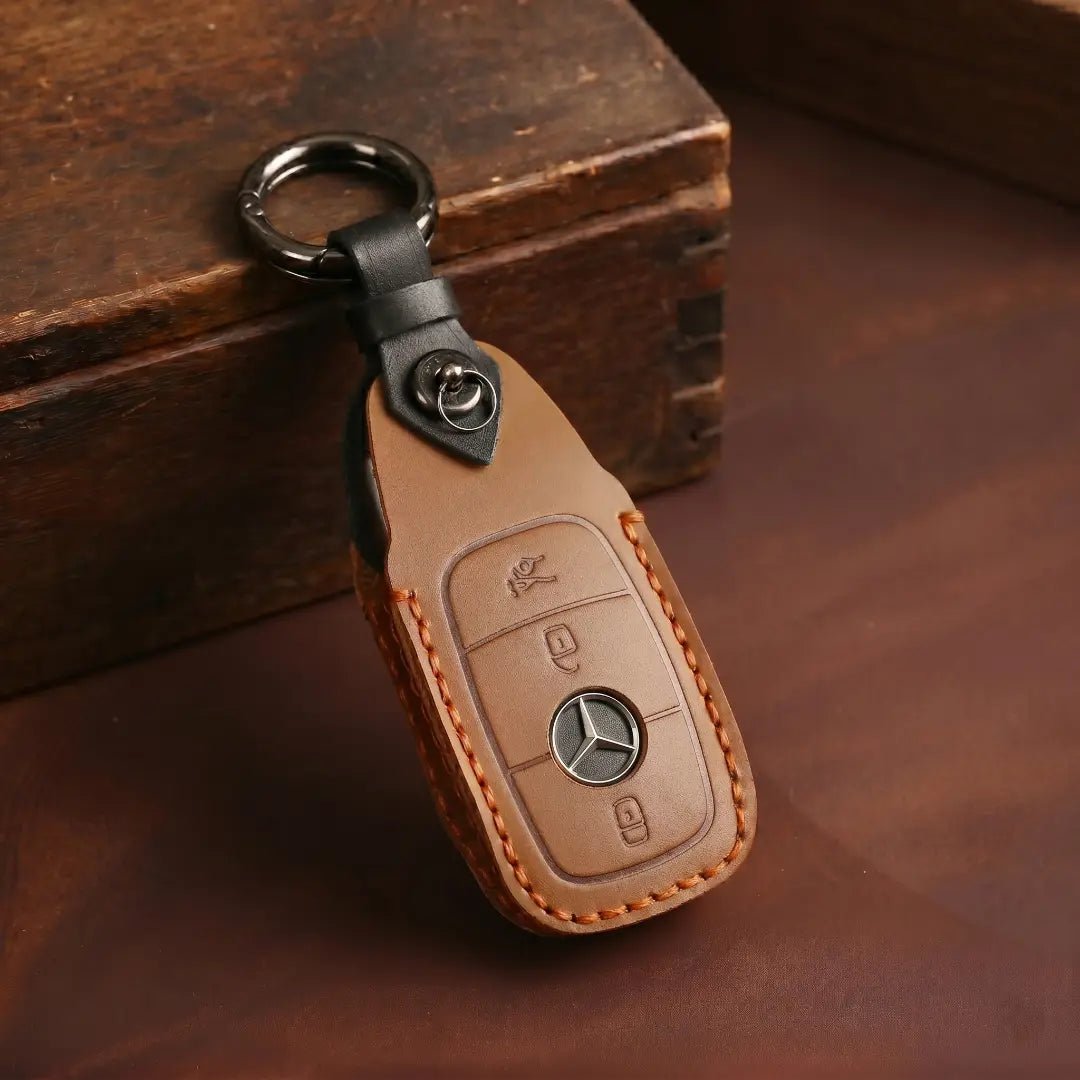 Mercedes - Benz Hand - Crafted Leather Key Fob Cover – Teardrop - Brown
