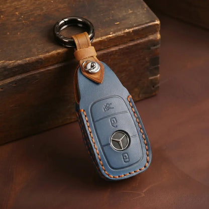 Mercedes - Benz Hand - Crafted Leather Key Fob Cover – Teardrop - Navy