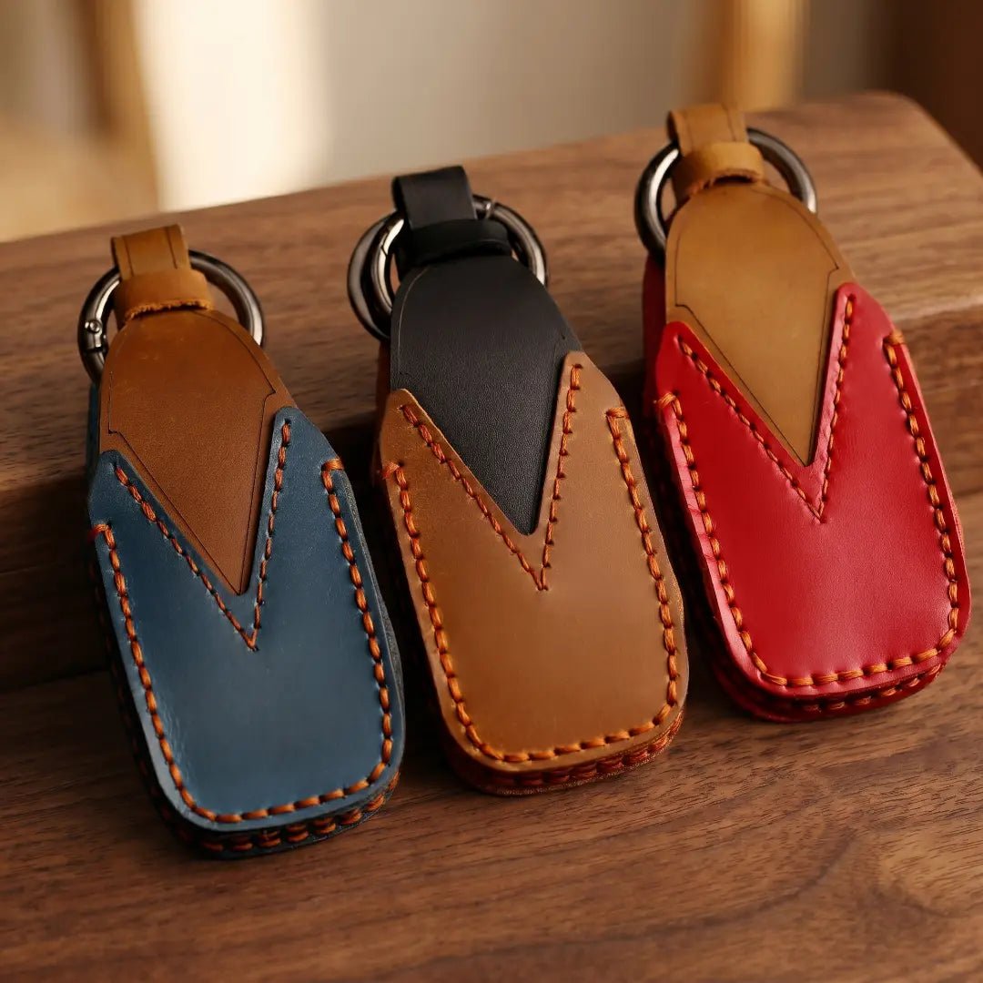 Mercedes - Benz Hand - Crafted Leather Key Fob Cover – Teardrop - Red