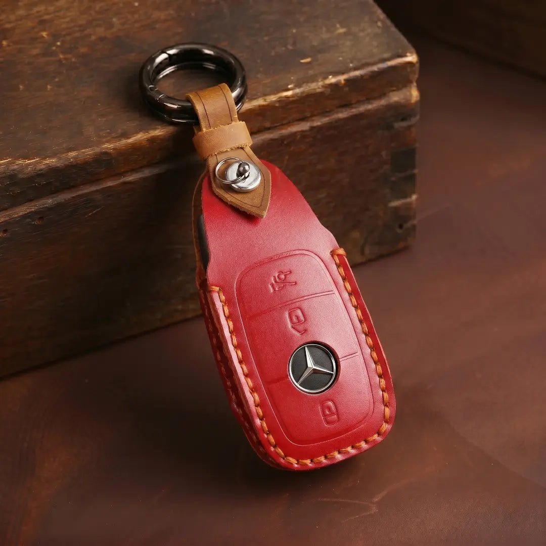 Mercedes - Benz Hand - Crafted Leather Key Fob Cover – Teardrop - Red