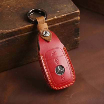 Mercedes - Benz Hand - Crafted Leather Key Fob Cover – Teardrop - Red