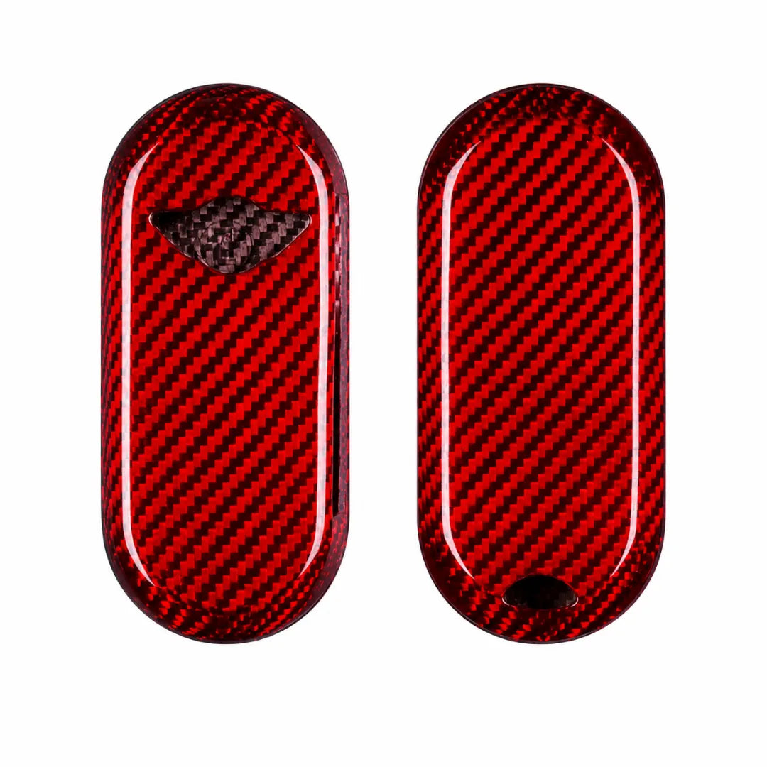 Mini Cooper Carbon Key Fob Cover – Oval Smart Key - Red
