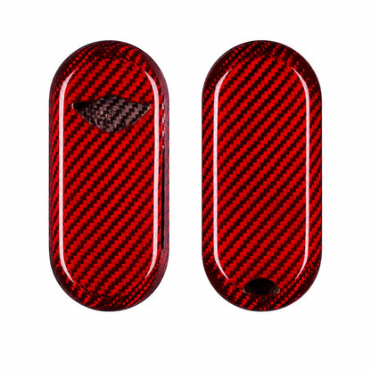 Mini Cooper Carbon Key Fob Cover – Oval Smart Key - Red