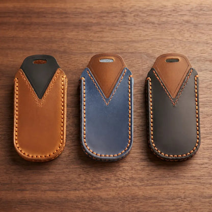 Mini Cooper Hand-Crafted Leather Key Fob Cover – Oval Smart Key Back Sides