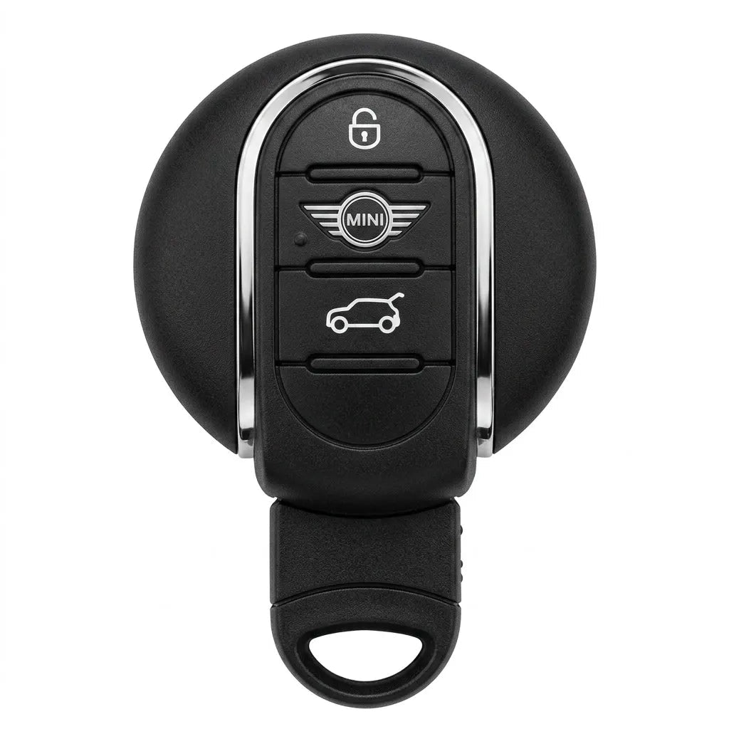 Mini Cooper Hand - Stitched Alcantara Key Fob Cover – Circular Smart Key - Dark charcoal