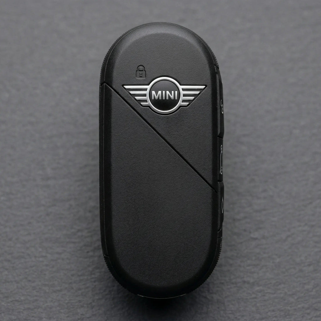 Mini Cooper Hand - Stitched Alcantara Key Fob Cover – Oval Smart Key - Dark charcoal