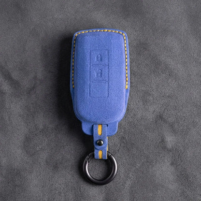 Mitsubishi Hand Stitched Alcantara Key Fob Cover Vertical 2-button Cornflower Blue