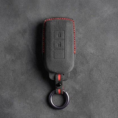 Mitsubishi Hand Stitched Alcantara Key Fob Cover Vertical 2-button Dark Charcoal
