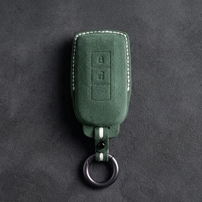Mitsubishi Hand Stitched Alcantara Key Fob Cover Vertical 2-button Dark Green