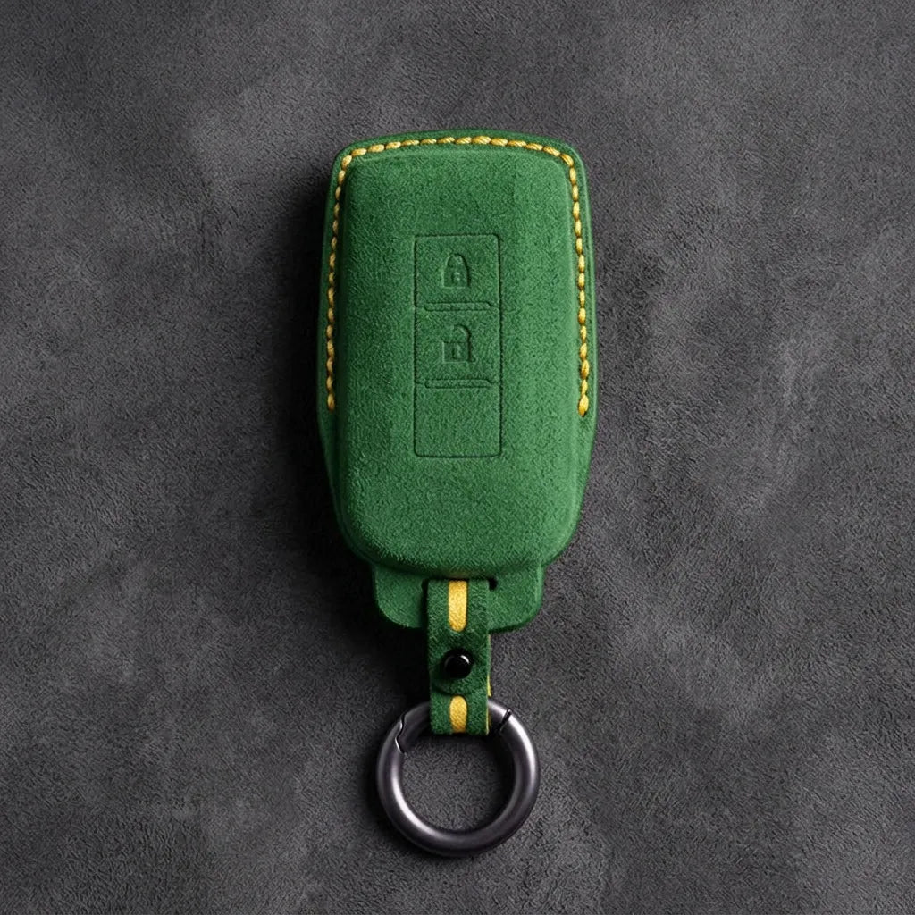 Mitsubishi Hand Stitched Alcantara Key Fob Cover Vertical 2-button Grass Green