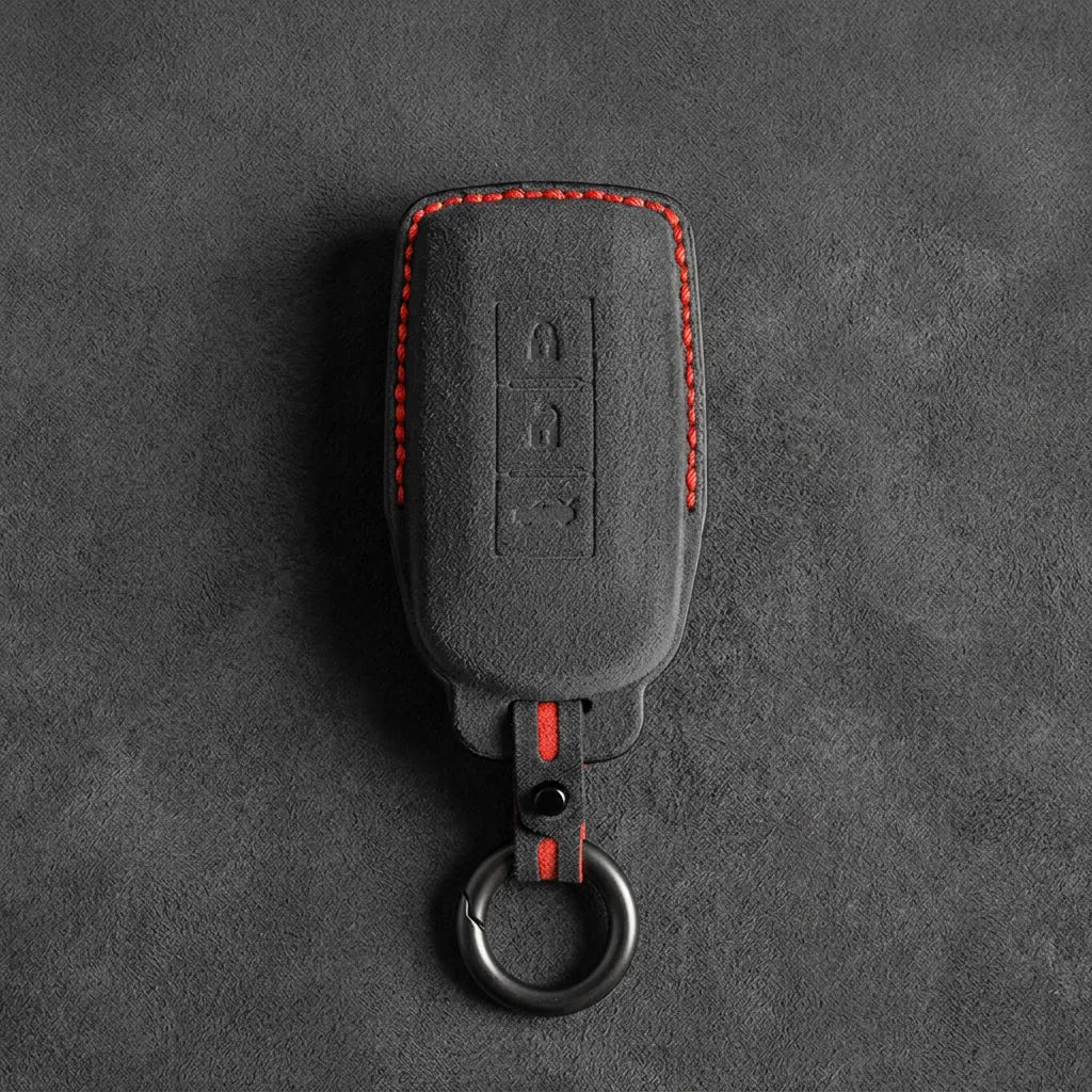 Mitsubishi Hand Stitched Alcantara Key Fob Cover Certical 3-button Dark Charcoal