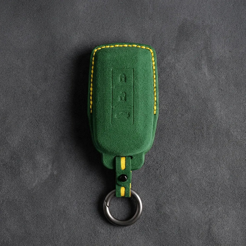 Mitsubishi Hand Stitched Alcantara Key Fob Cover Certical 3-button Grass Green